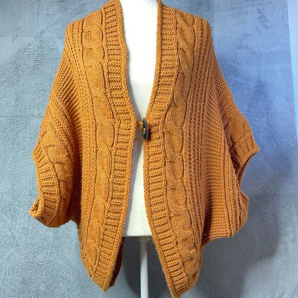Berretti Made in Italy Alpaca Wool Cable Knit Cardigan | Rust Orange XL - Picture 2 of 16